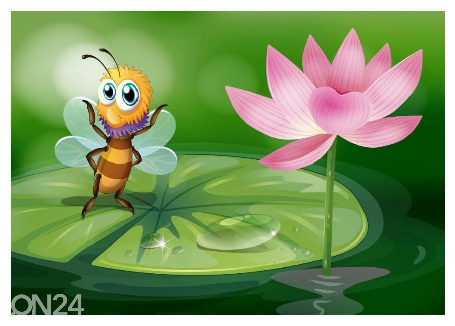 Fliis fototapeet Bee Above Waterlily 416x290 cm suurendatud