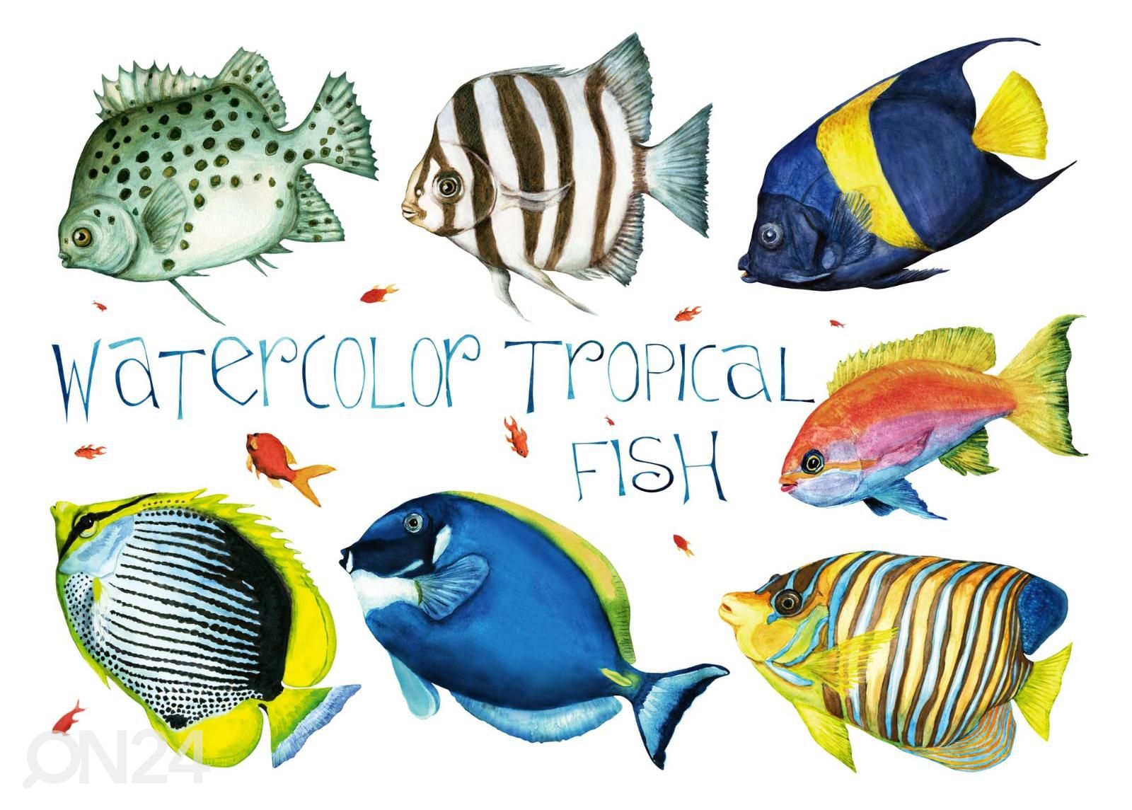 Fliis fototapeet Beige Tropical Fishes suurendatud