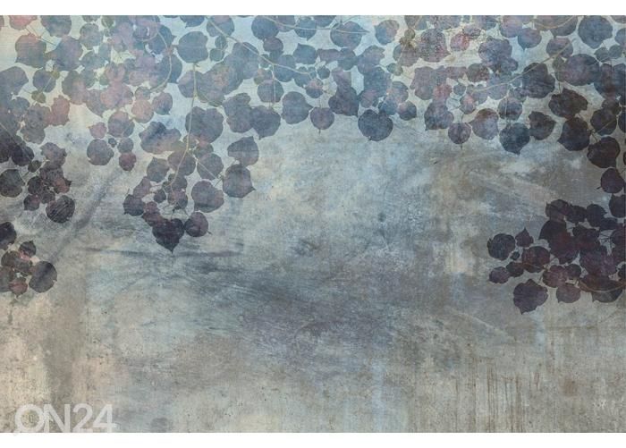 Fliis fototapeet Blue Leaves Abstract 150x250 cm suurendatud