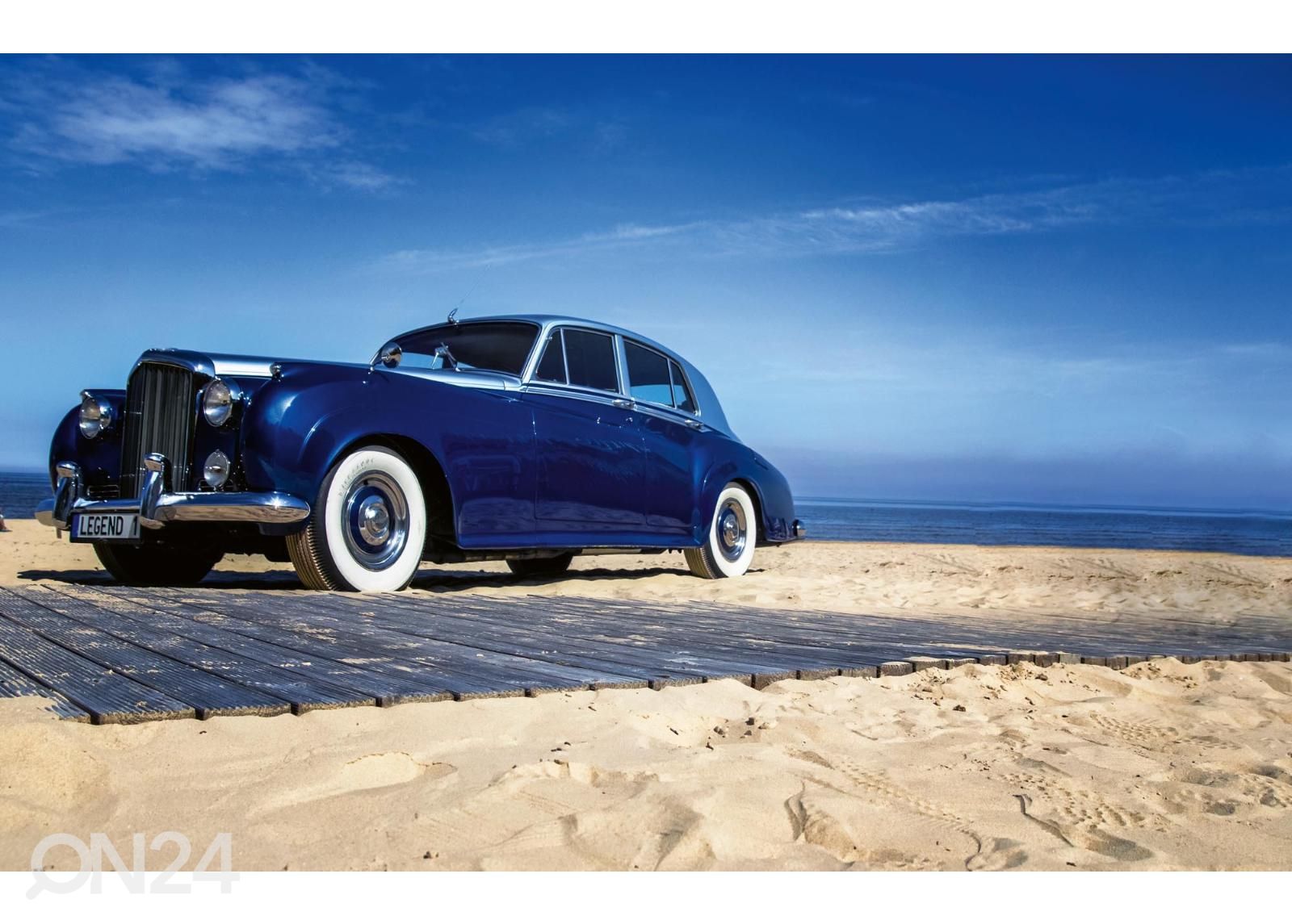 Fliis fototapeet Blue Retro Car suurendatud