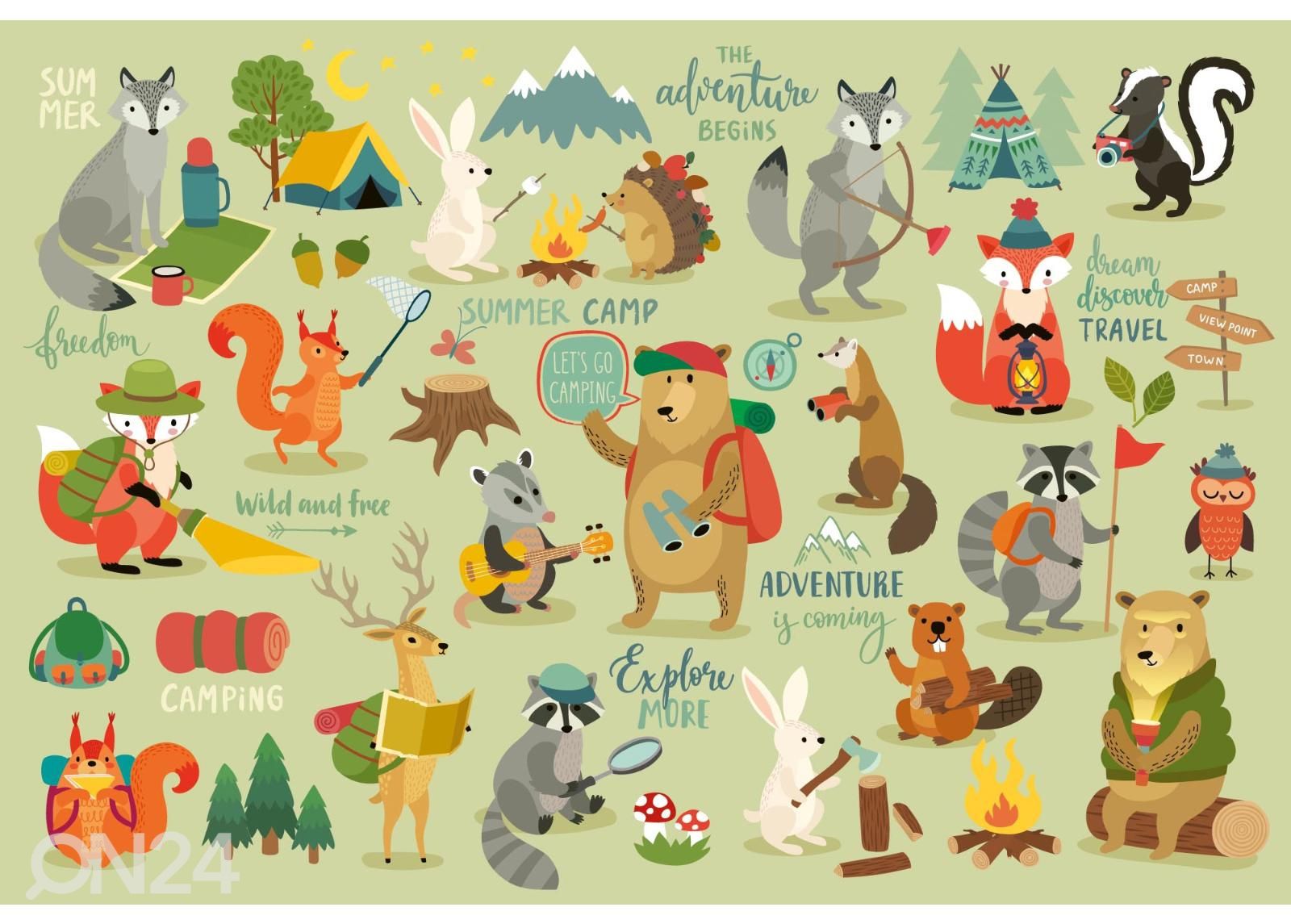 Fliis fototapeet Camping Animals suurendatud