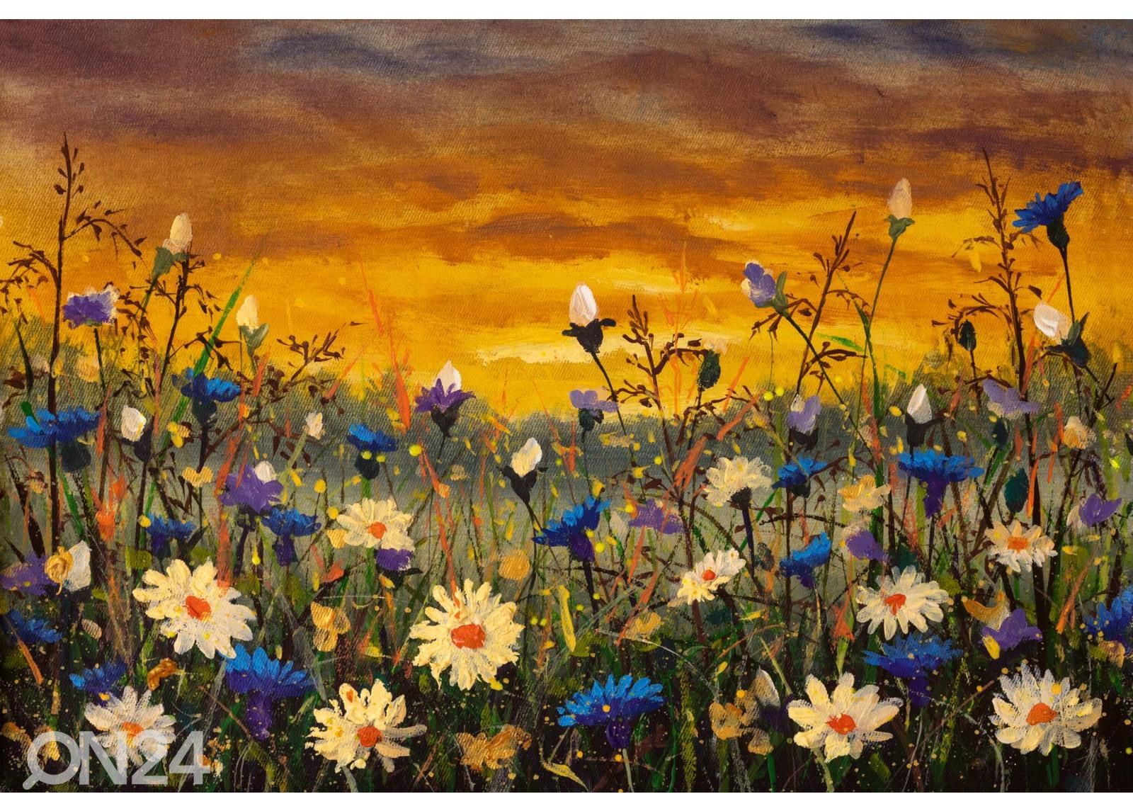 Fliis fototapeet Daisies And Blue Cornflowers suurendatud