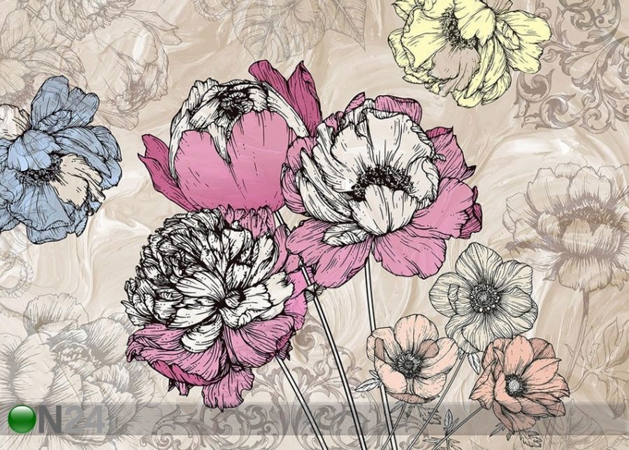 Fliis fototapeet Flowers 2 360x270 cm suurendatud