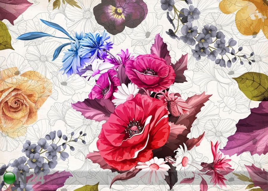 Fliis fototapeet Flowers 3 360x270 cm suurendatud