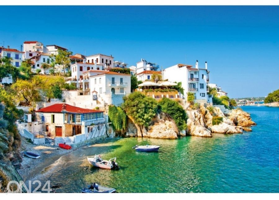 Fliis fototapeet Greece coast 150x250 cm suurendatud