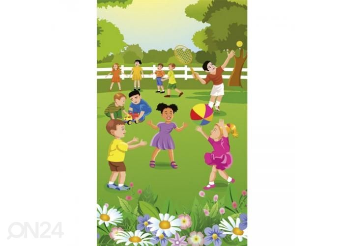 Fliis fototapeet Kids in garden 150x250 cm suurendatud