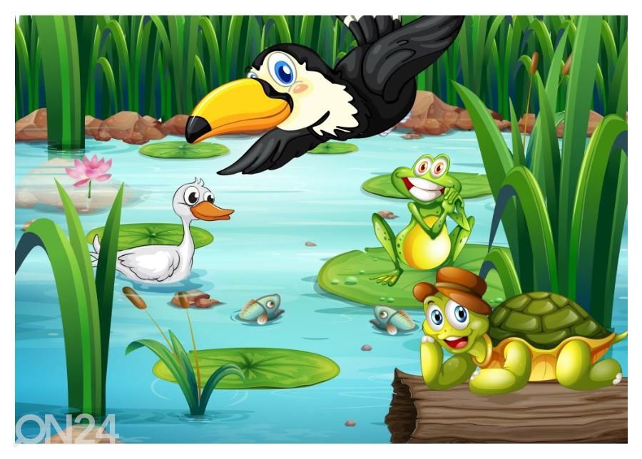 Fliis fototapeet Pond with Animals 416x290 cm suurendatud