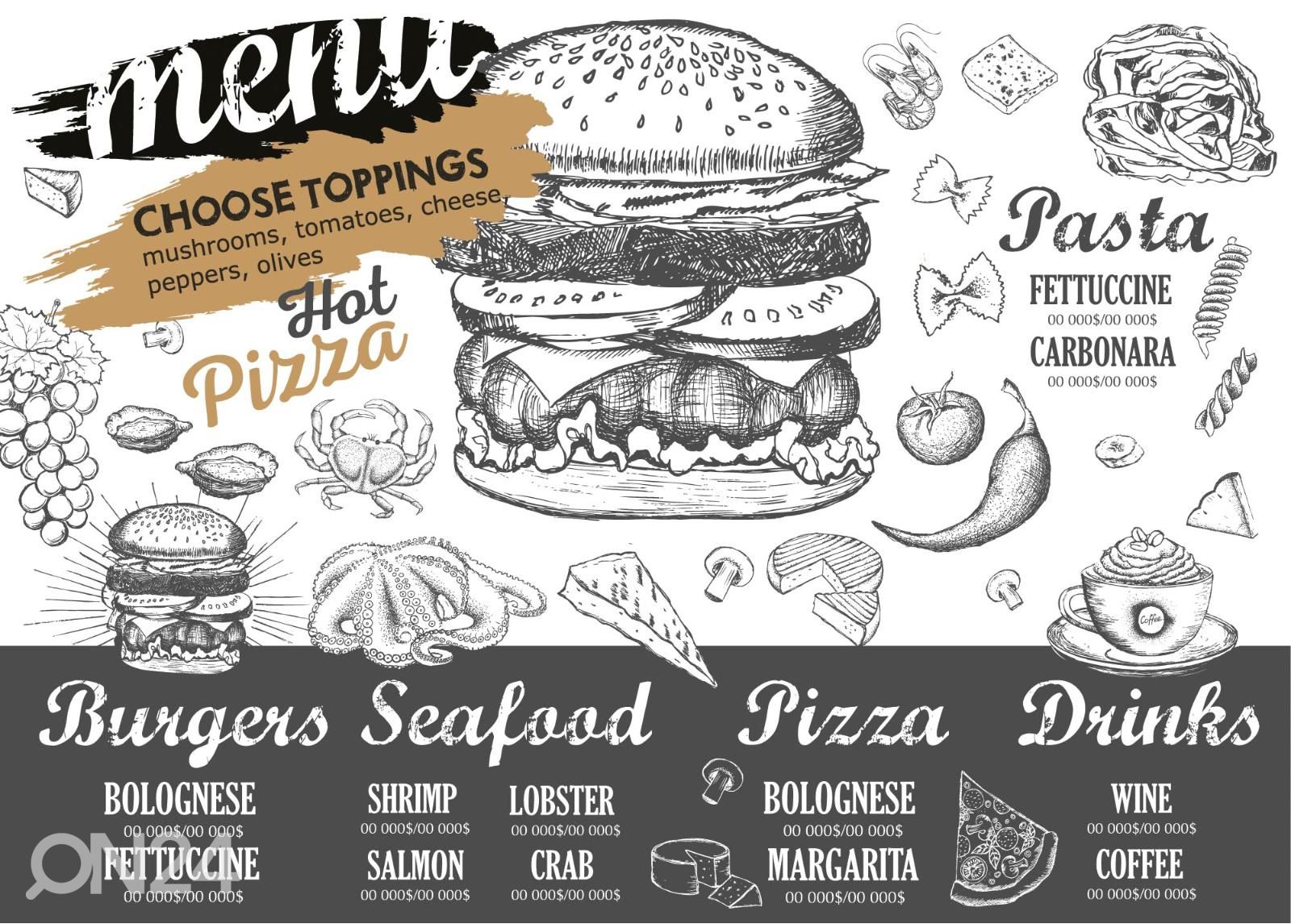 Fliis fototapeet Restaurant Menu suurendatud