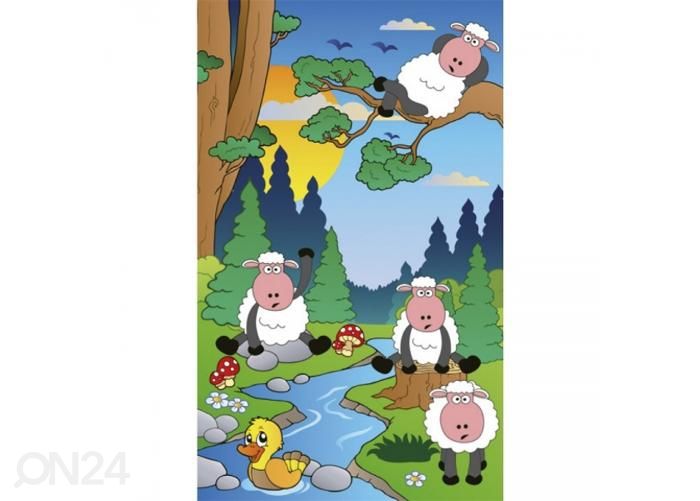 Fliis fototapeet Sheep in forest 150x250 cm suurendatud