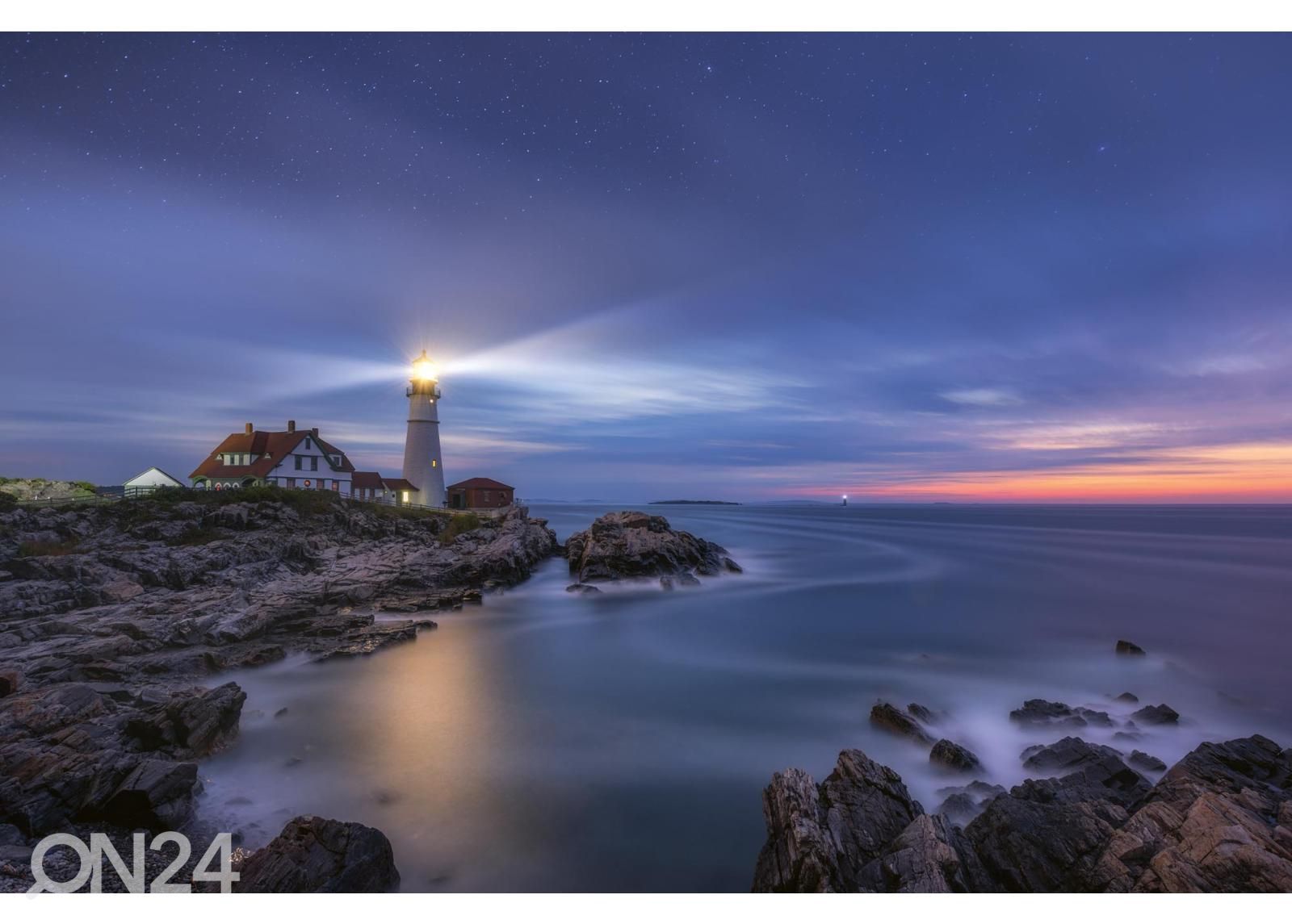 Fliis fototapeet Stars Over Lighthouse suurendatud