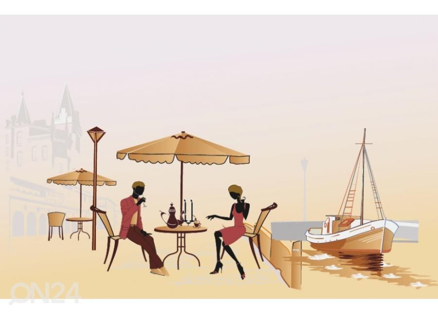 Fliis fototapeet Street Cafe 368x254 cm suurendatud