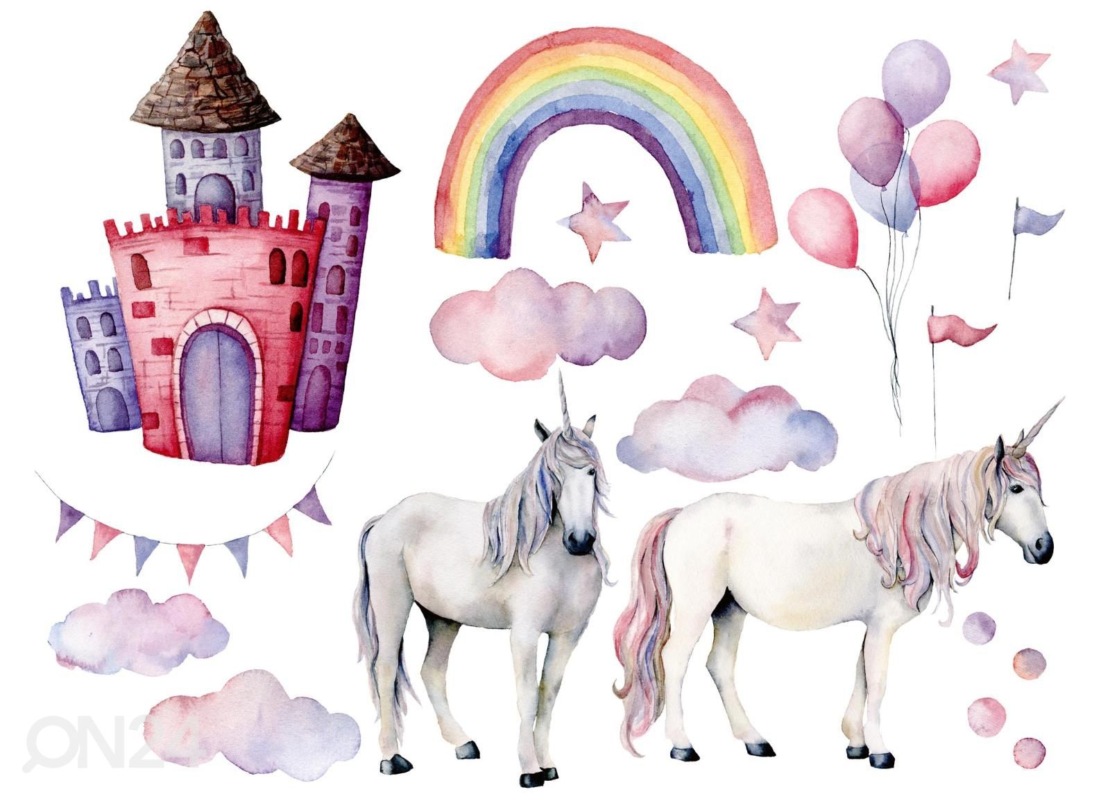 Fliis fototapeet Unicorns And Rainbow suurendatud