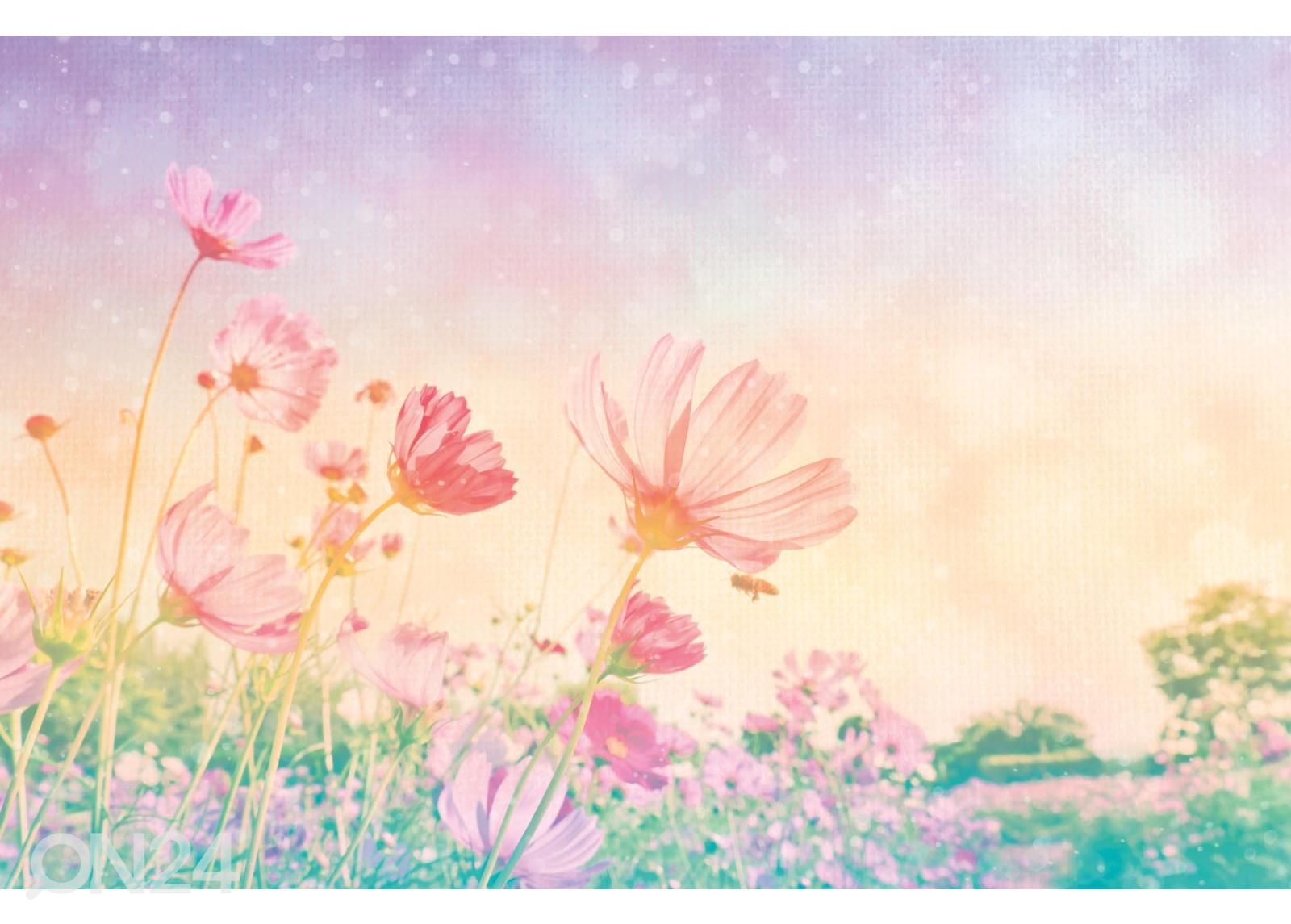 Fliis fototapeet Vintage Pastel Flowers suurendatud