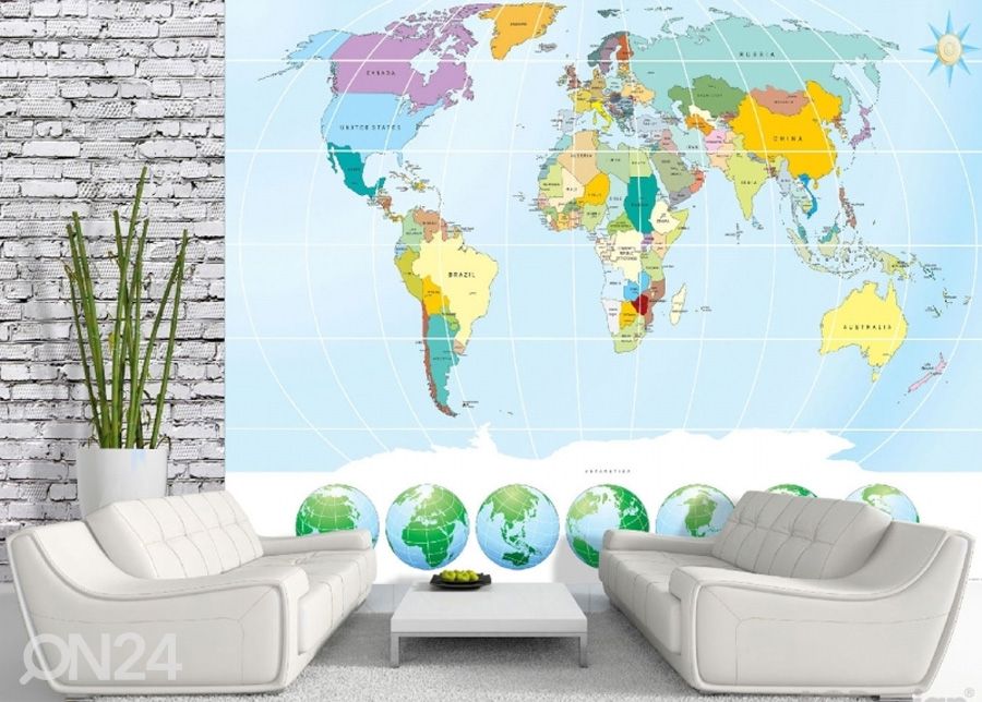 Fliistapeet World map 3 360x270cm suurendatud