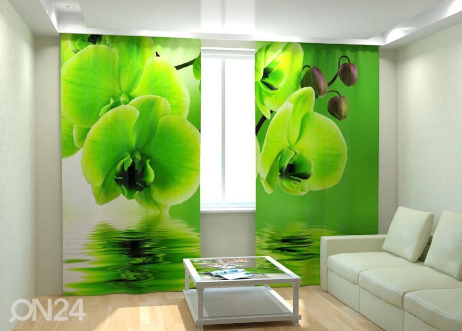 Fotokardinad Green Orchid on the water 300x260 cm suurendatud