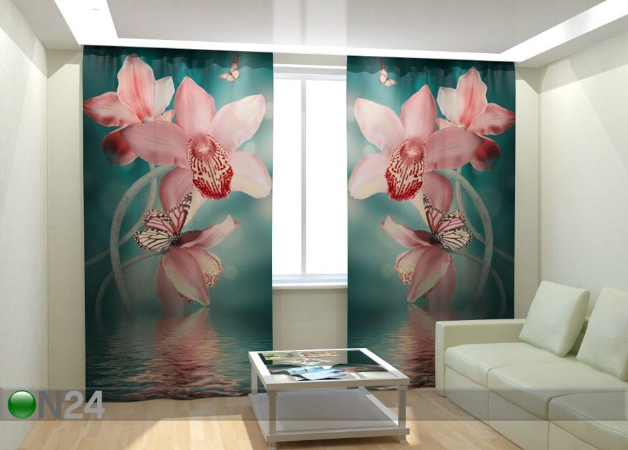 Fotokardinad Lilies and butterflies 300x260 cm suurendatud