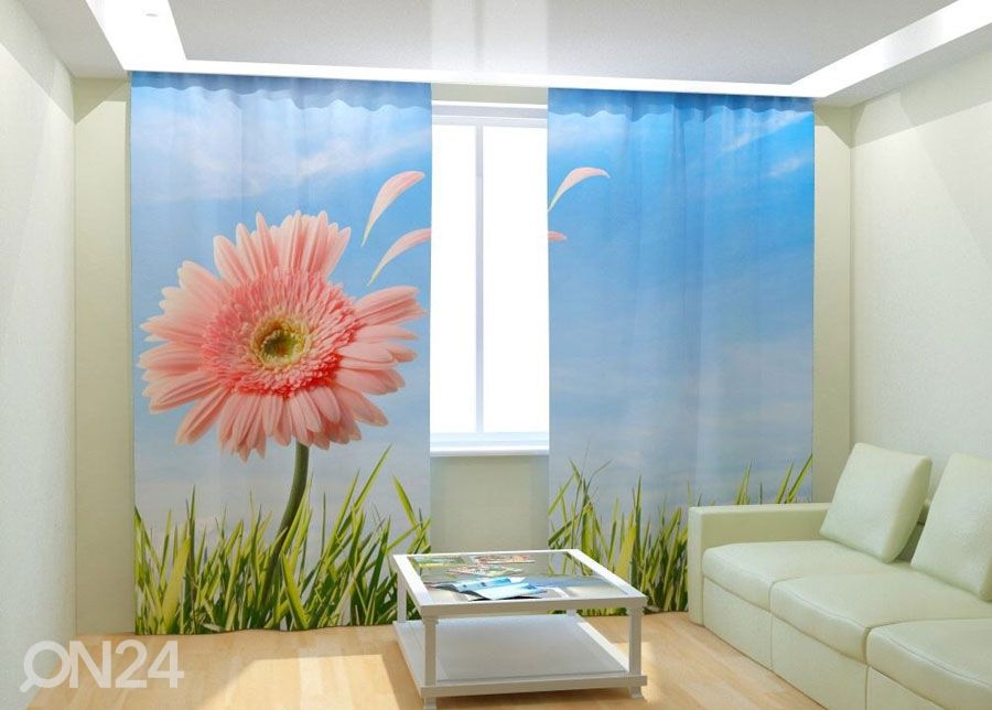 Fotokardinad Pink Gerbera 300x260 cm suurendatud