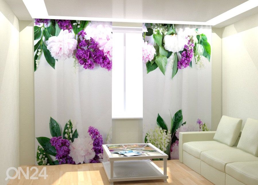 Fotokardinad Pion, Lily and Lilac 300x260 cm suurendatud