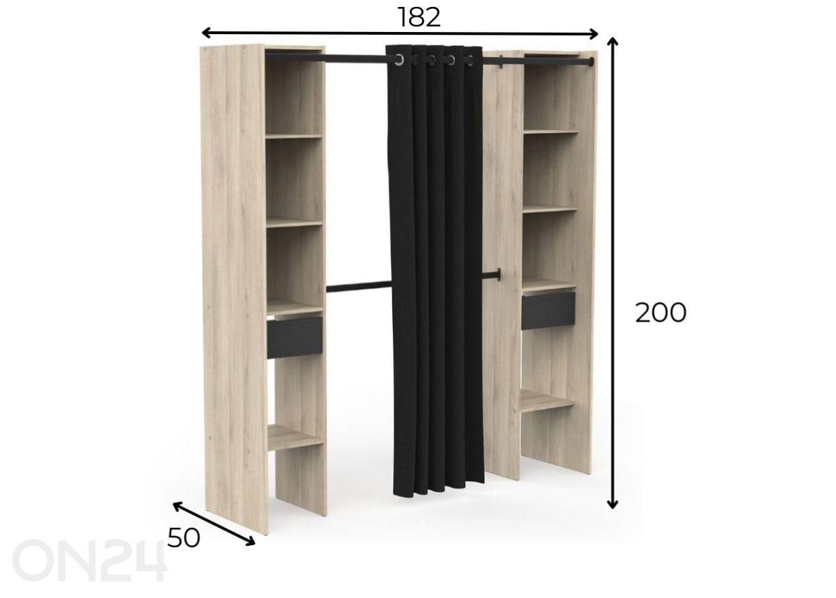 Garderoob Diego 182 cm suurendatud mõõdud