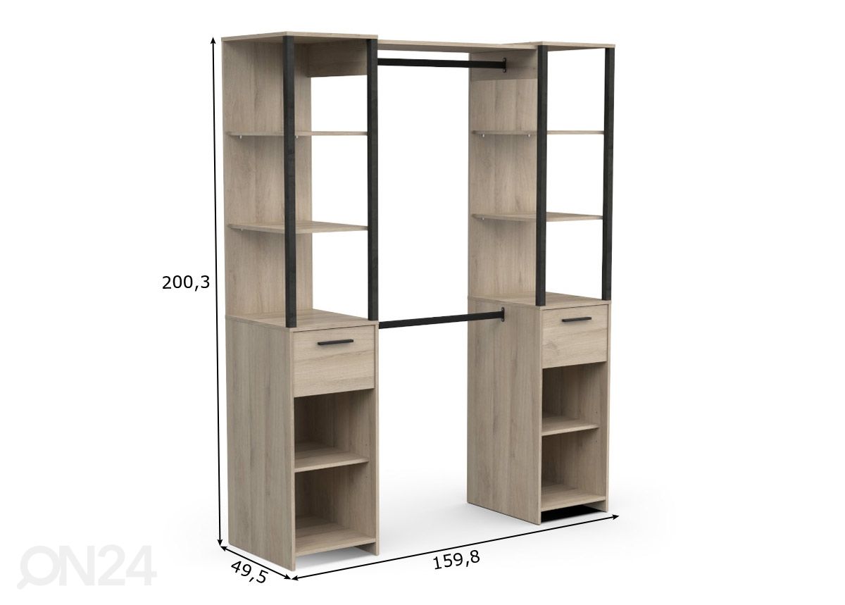 Garderoob Gary 160 cm suurendatud mõõdud