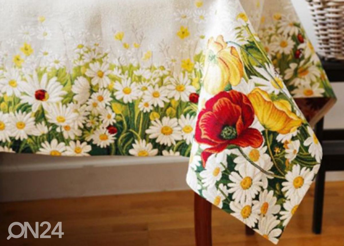 Gobeläänkangast laudlina Daisies 140x250 cm suurendatud