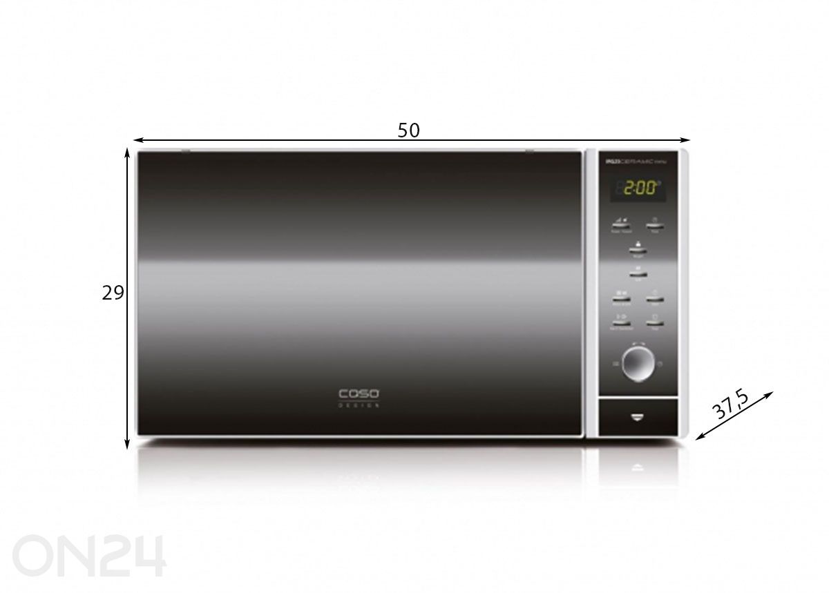 Grilliga mikrolaineahi Caso MG 25 suurendatud mõõdud