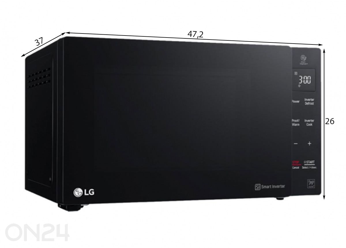 Grilliga mikrolaineahi LG MH6535GIS suurendatud mõõdud