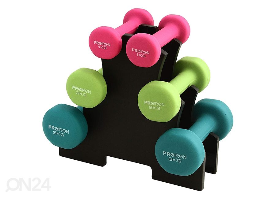 Hantlite komplekt ProIron Neopreen 1 kg+2 kg+3 kg, 6 tk suurendatud