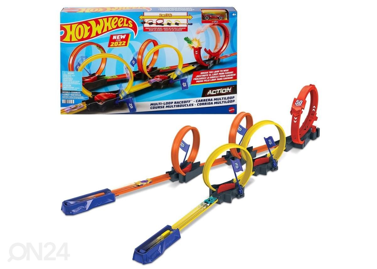 Hot Wheels® mitme surmasõlmega võistlusrada suurendatud