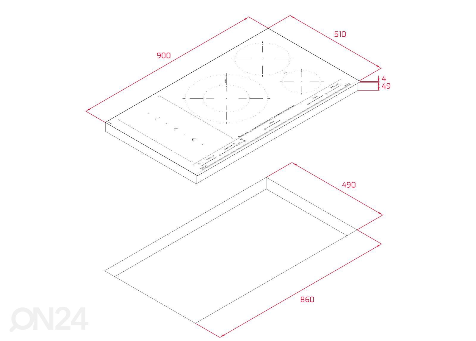 Induktsioonplaat Teka IZS 97630 MST BK suurendatud mõõdud
