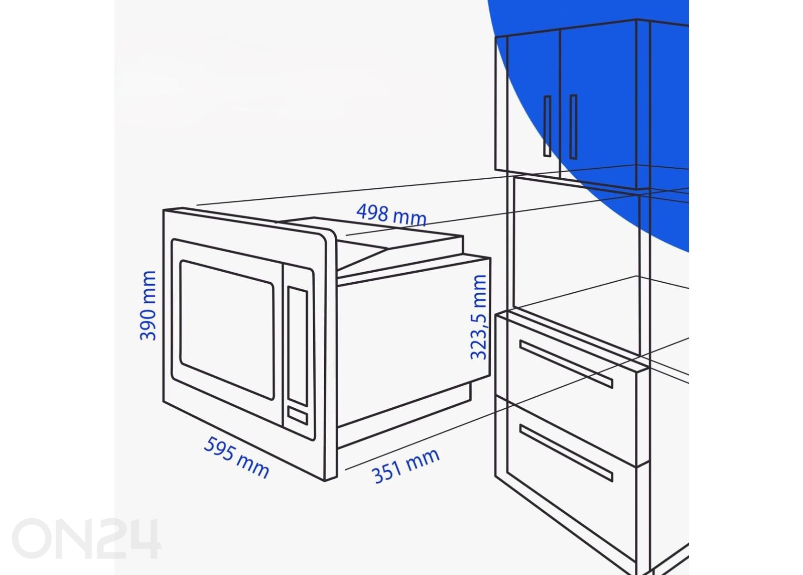 Integreeritav mikrolaineahi Bomann MWG3001HEBB suurendatud mõõdud