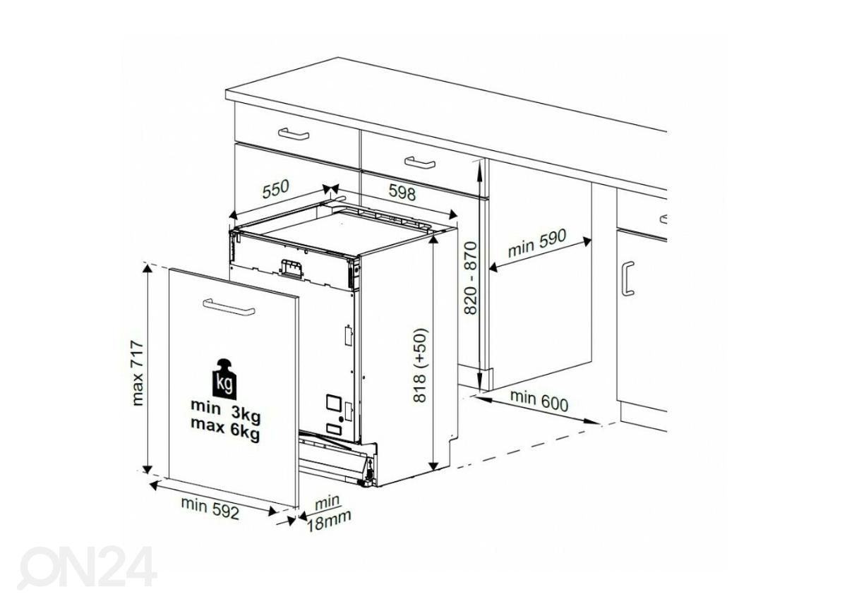 Integreeritav nõudepesumasin Beko BDIN36530 suurendatud mõõdud