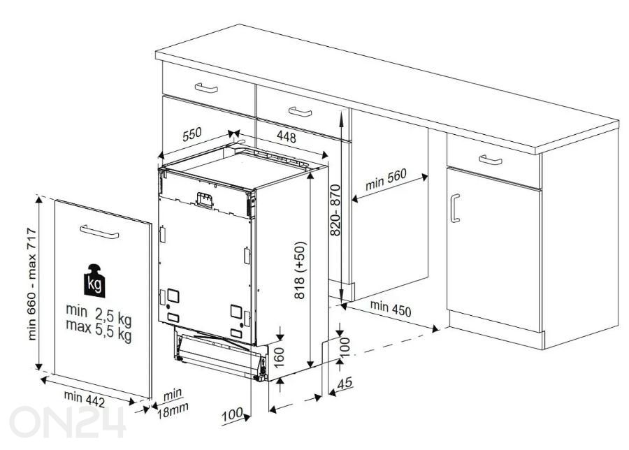 Integreeritav nõudepesumasin Beko BDIS38042Q suurendatud mõõdud