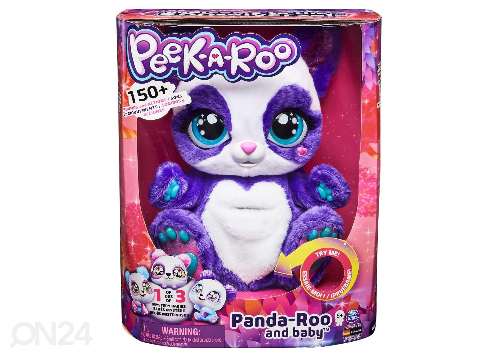Interaktiivne mänguasi panda-emme beebiga 24 cm PEEK-A-ROO suurendatud