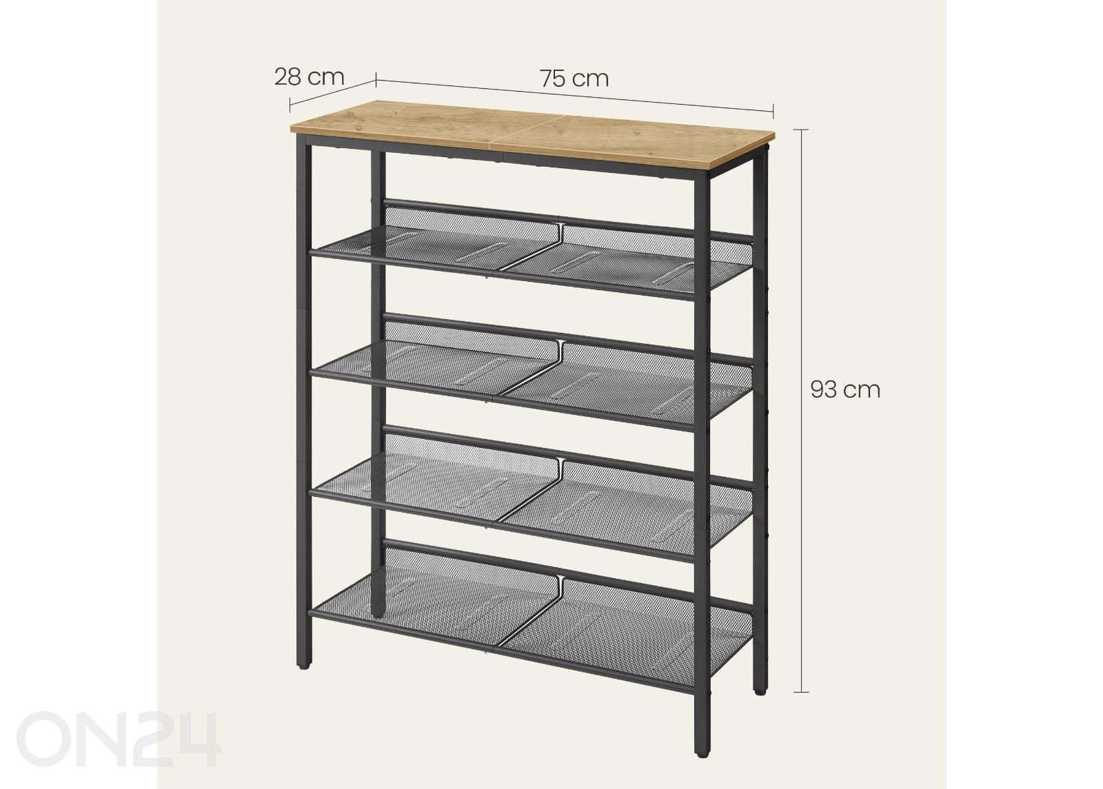 Jalanõuderiiul 93 cm, must/artisan tamm suurendatud