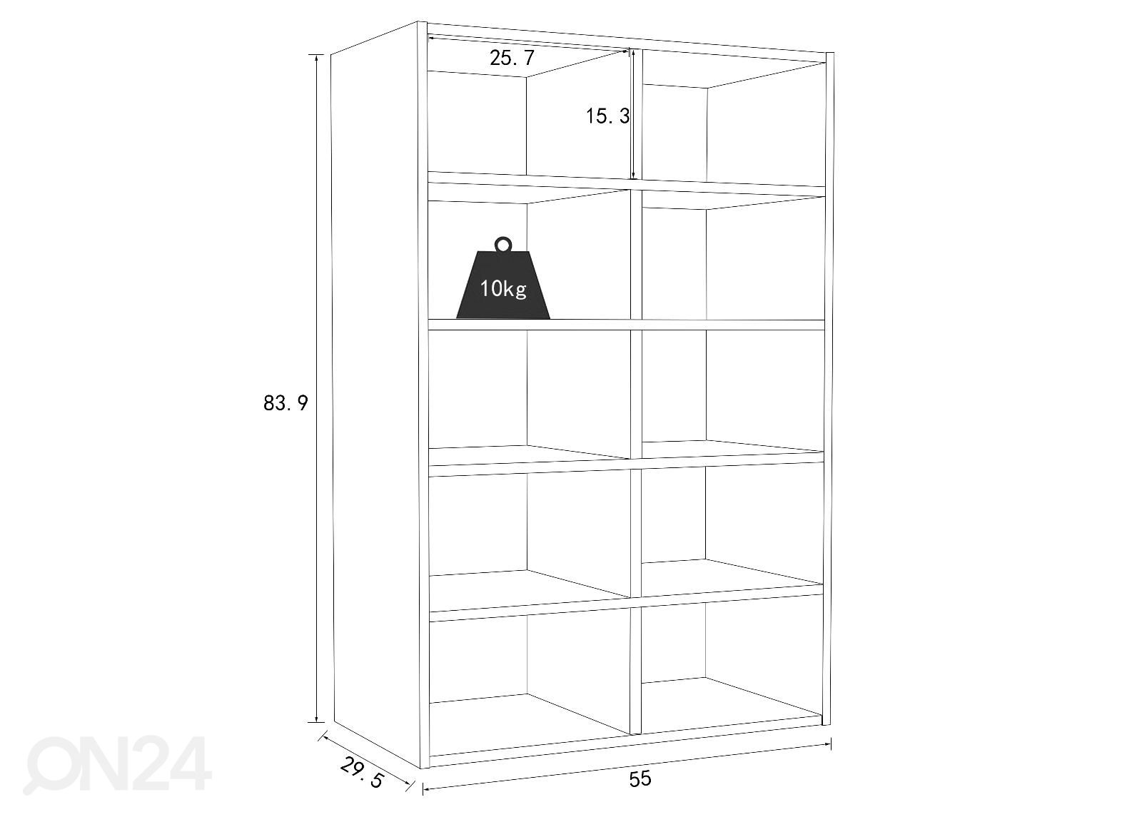 Jalanõuderiiul Hinsol M 55 cm suurendatud mõõdud