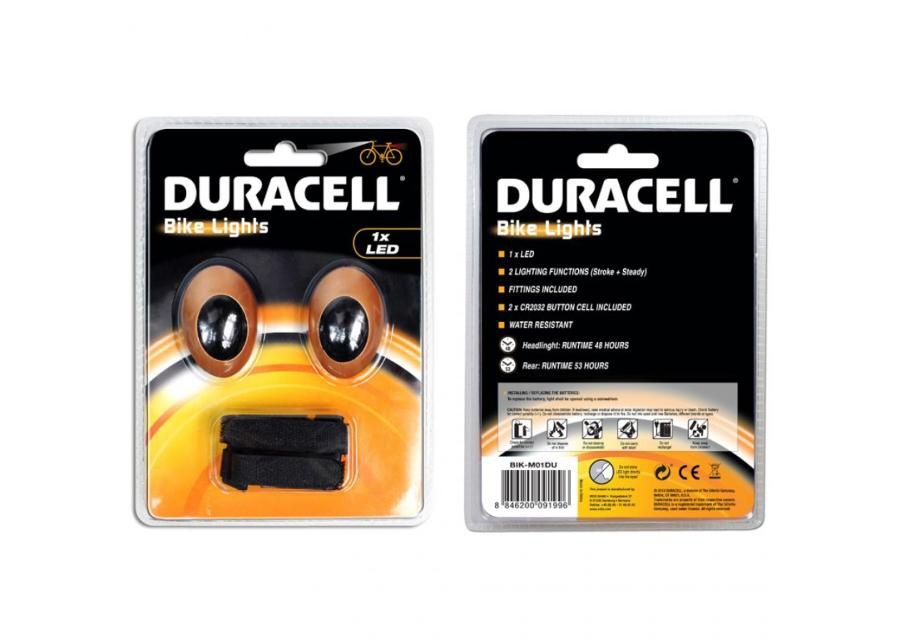 Jalgratta tuled Duracell Front+Rear 1 Led suurendatud