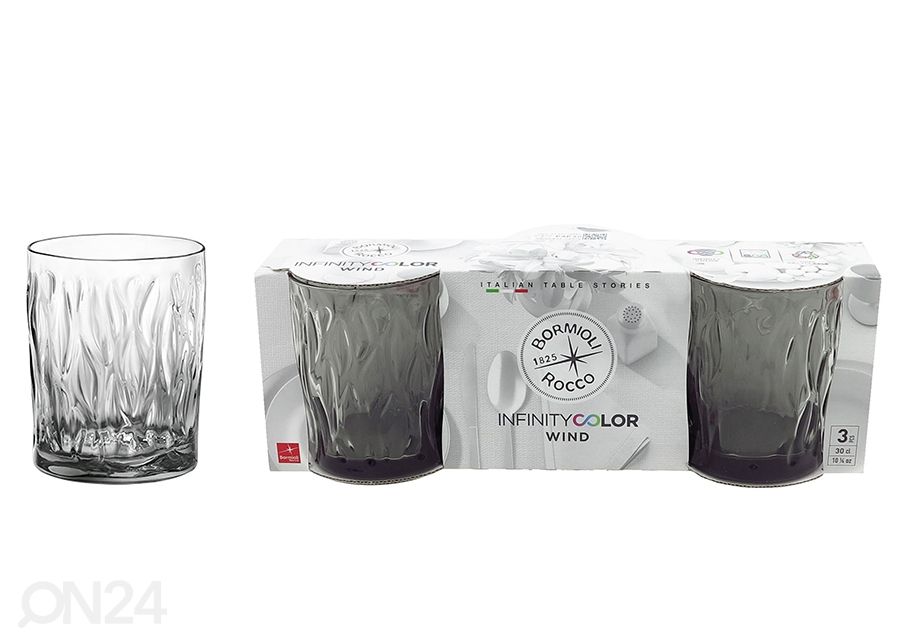 Joogiklaas Bormioli Rocco Wind onyx, 30 cl, 3 tk suurendatud