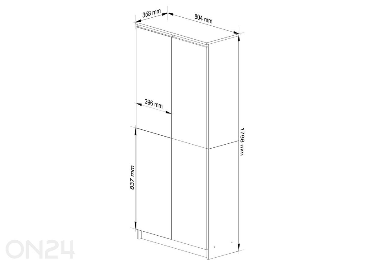 Kapp 80 cm suurendatud mõõdud