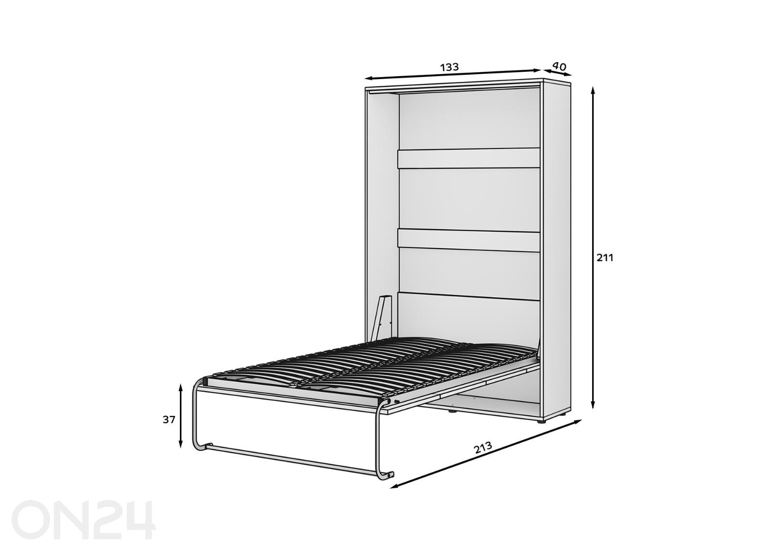 Kappvoodi Vivario 120x200 cm suurendatud mõõdud