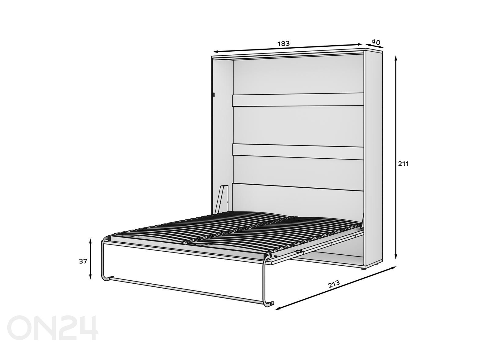 Kappvoodi Vivario 160x200 cm suurendatud mõõdud