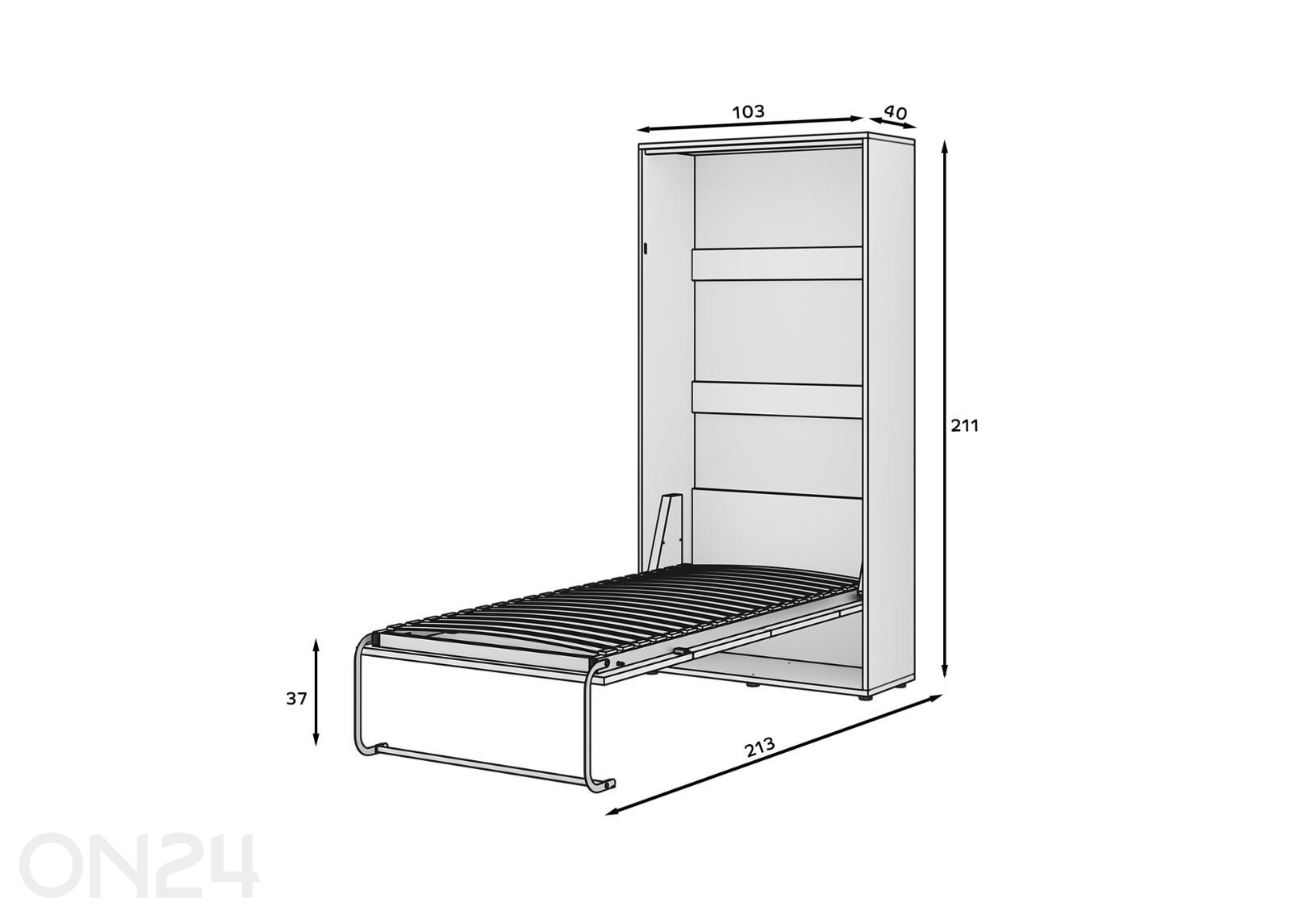 Kappvoodi Vivario 90x200 cm suurendatud mõõdud