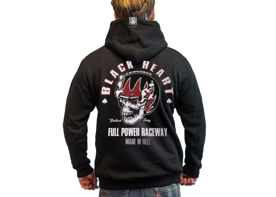 Kapuutsiga vabaaja pusa BLACK HEART Full Power Zip suurendatud