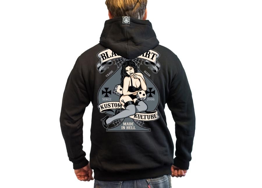 Kapuutsiga vabaaja pusa BLACK HEART Hot Rod Bell Zip suurendatud
