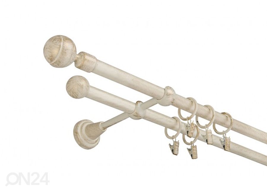 Kardinapuu Paola 200 cm 2-realine Ø16 mm vanutatud valge suurendatud