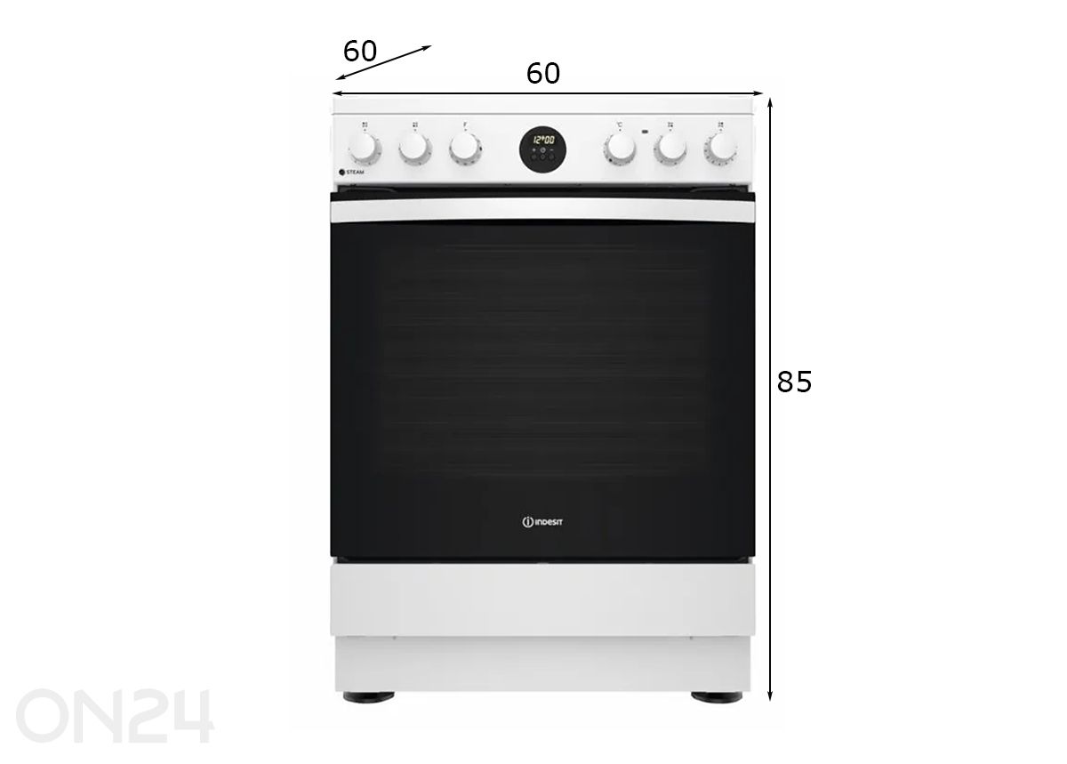 Keraamiline pliit Indesit IS67V8CHWE suurendatud mõõdud