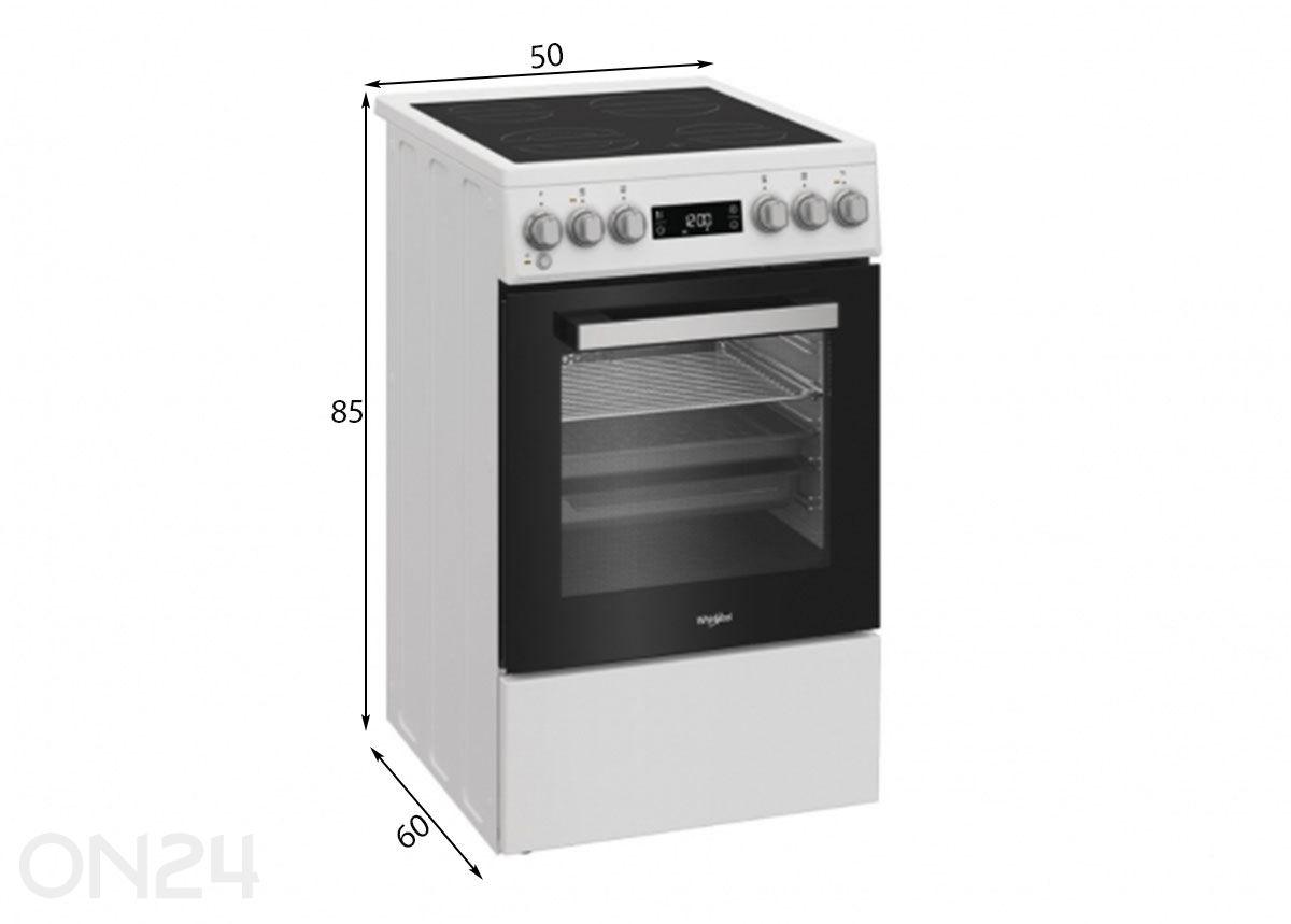 Keraamiline pliit Whirlpool W5V5LCW suurendatud mõõdud