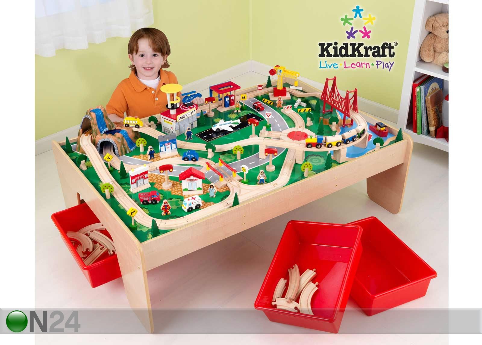 KidKraft 120-osaline rongimäng koos lauaga suurendatud