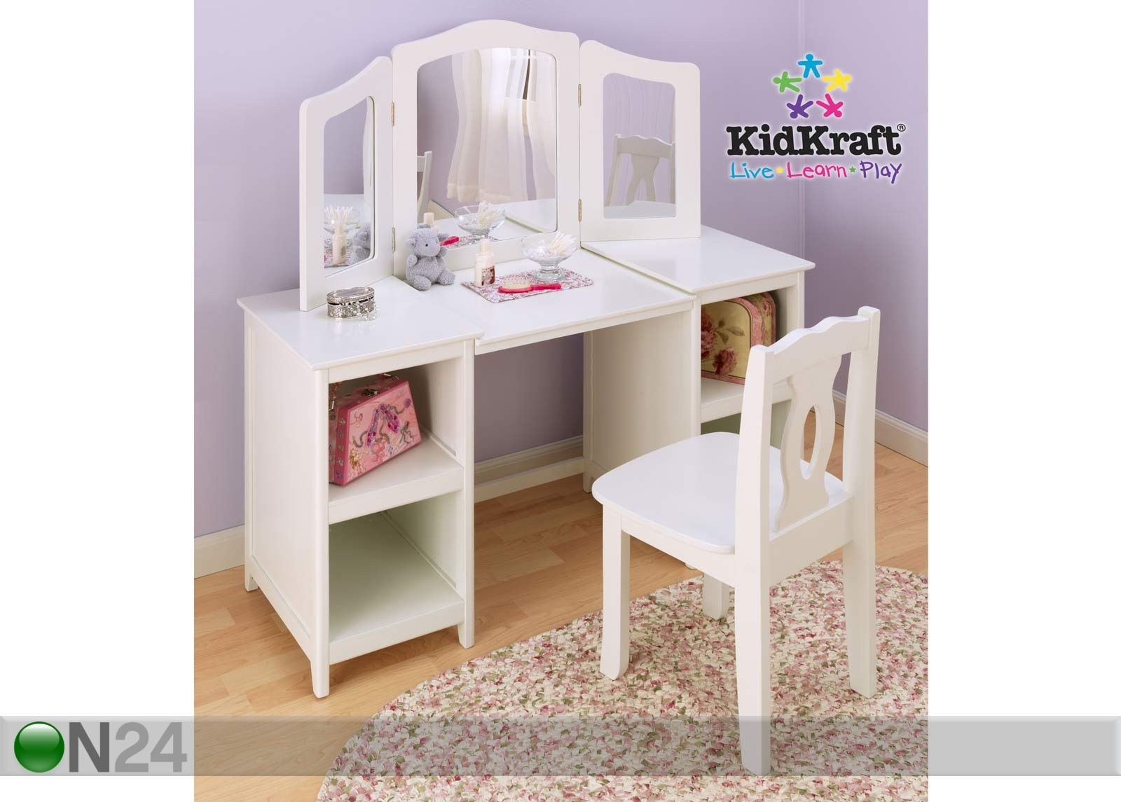 KidKraft Make-Up Deluxe laud ja tool suurendatud