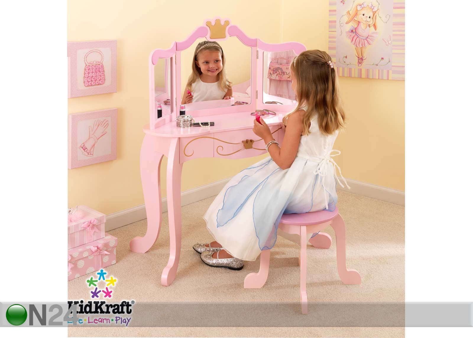 KidKraft printsessi make-up laud ja tool suurendatud